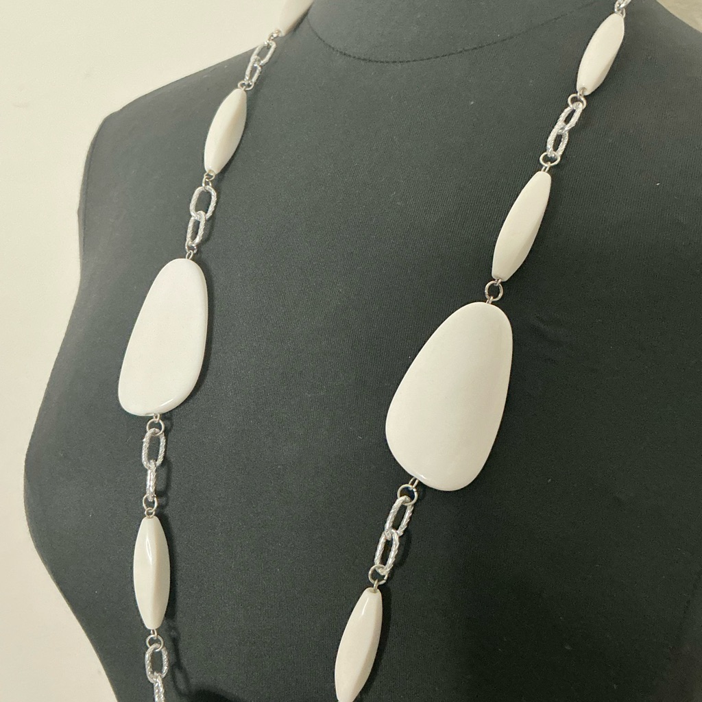 Vintage White And Silver Necklace